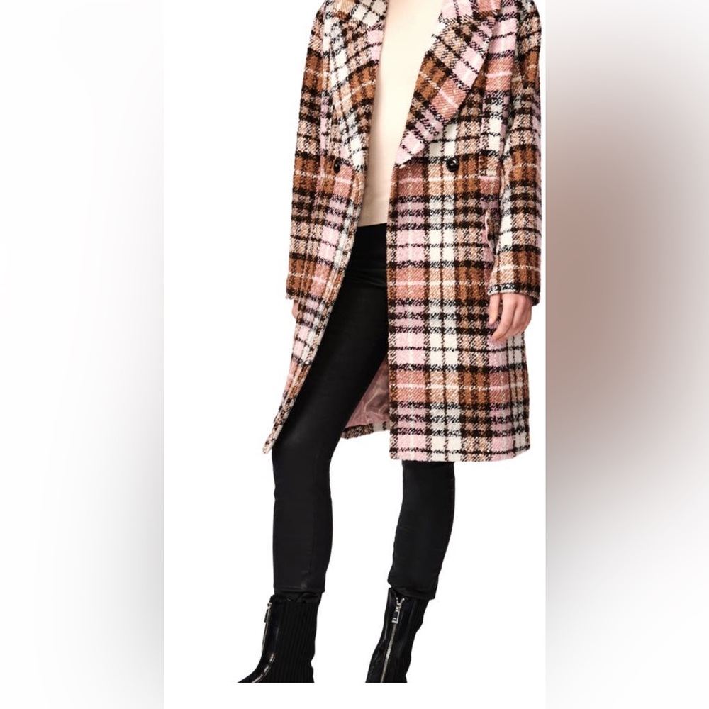 Bernardo Plaid Wool Coat